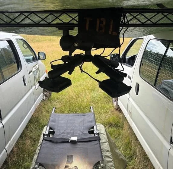 Lamps above a stretcher