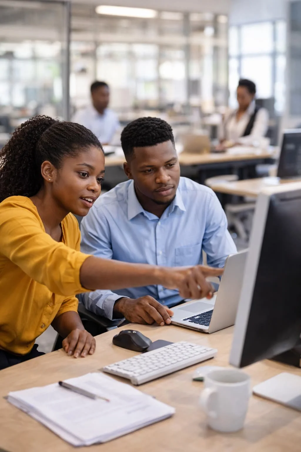 Two students working together