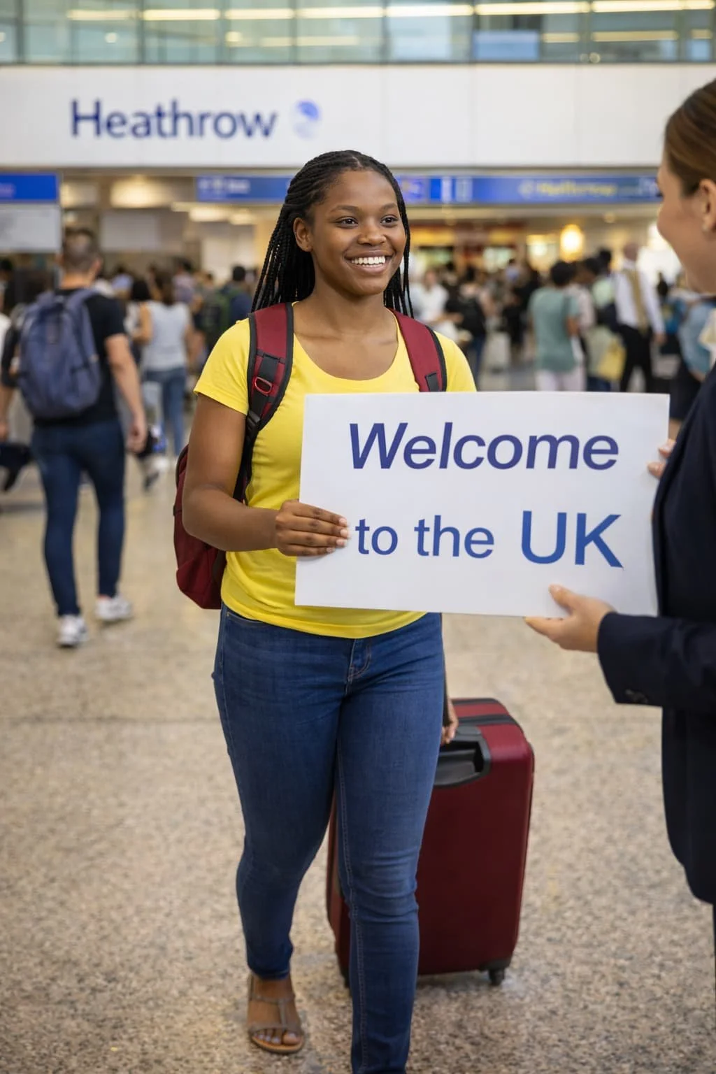 Students welcomed on arrival in the UK
