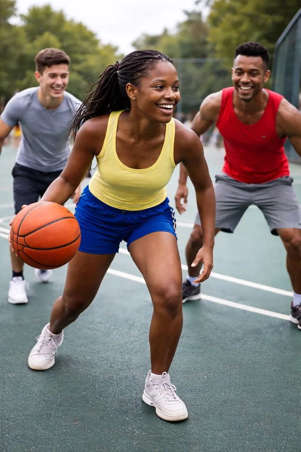 Students playing basketball at a UK university