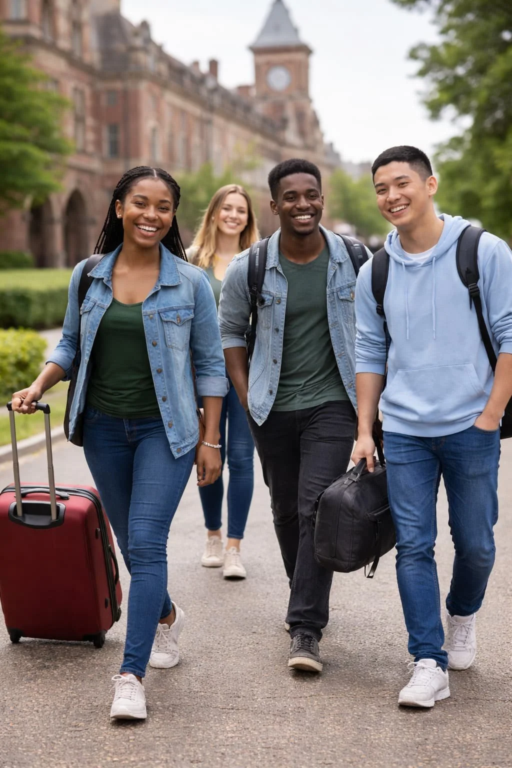 Students arriving on campus
