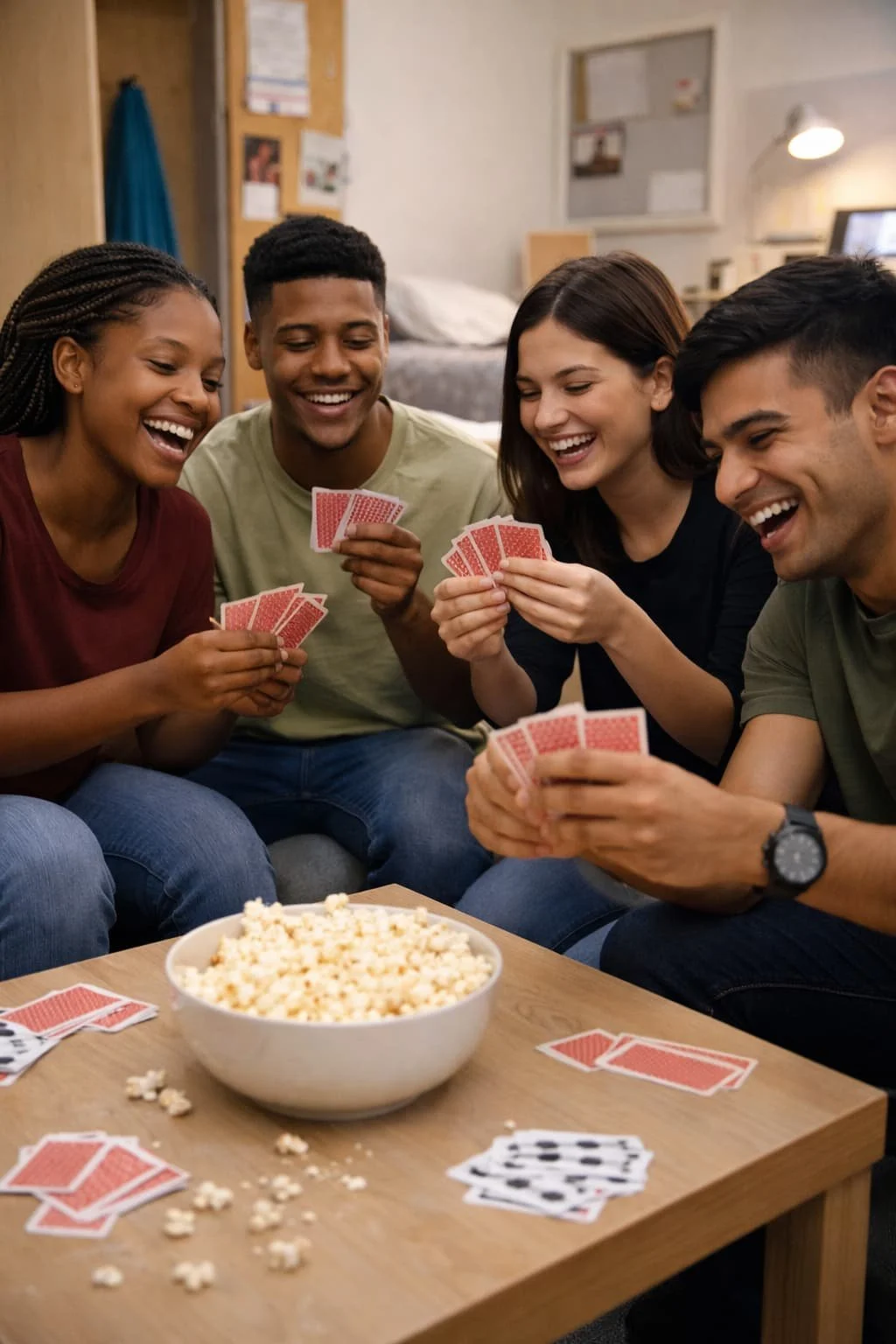 Students playing cards together at a UK university
