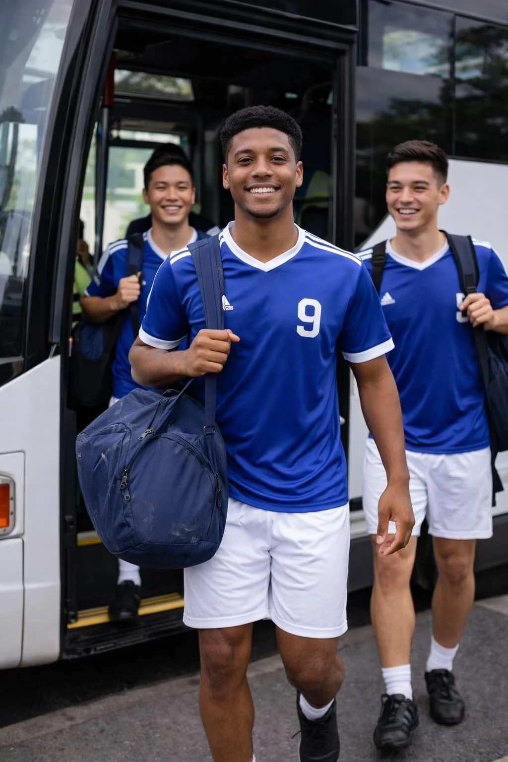 Students boarding a coach for a university trip