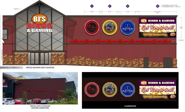 BJ’s Bingo signage elevation drawing Fife WA