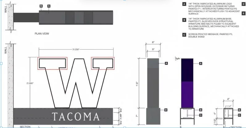 UWT Blade Sign Production Approval Drawing – Plumb Signs Fabrication