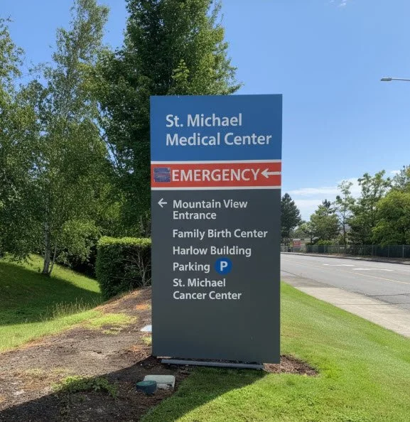 St. Michael Medical Center exterior monument and wayfinding signage Silverdale WA
