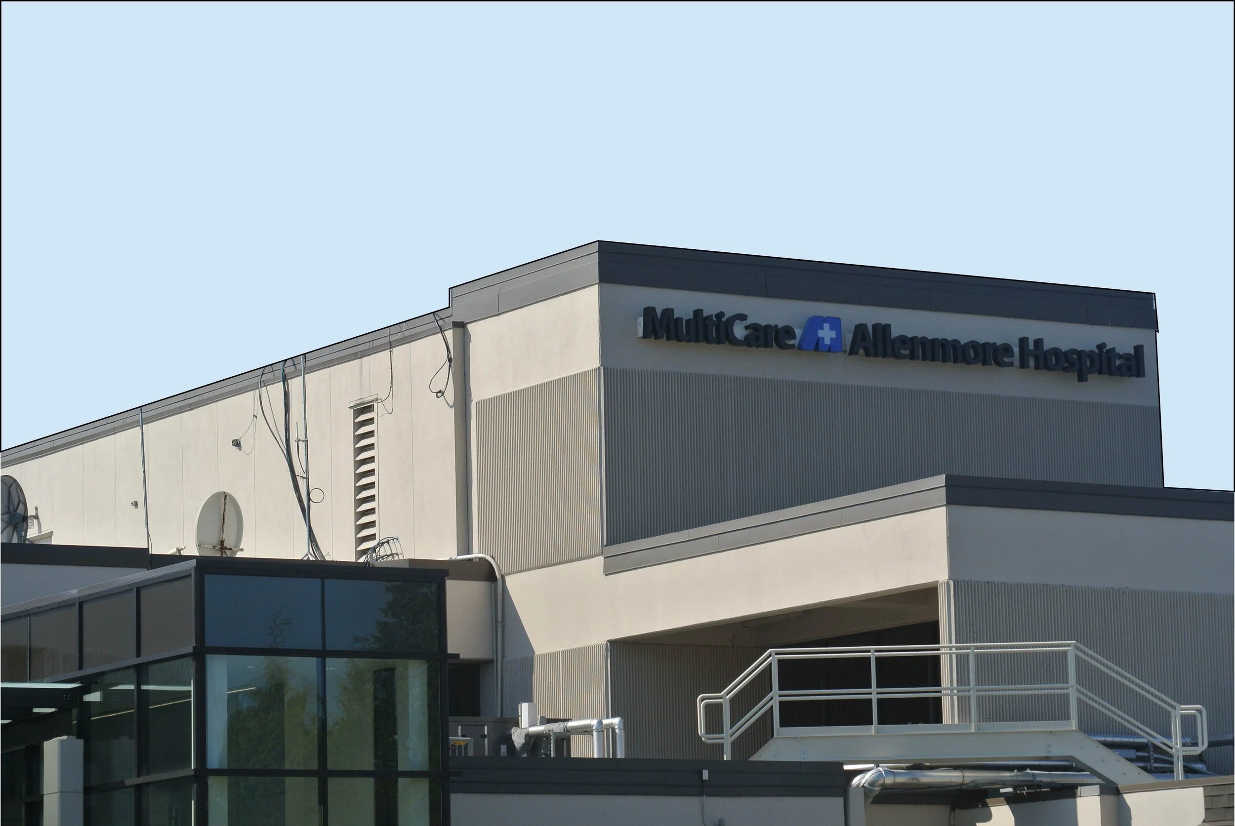 MultiCare Allenmore Hospital Tacoma WA exterior wayfinding and identification signage by Plumb Signs