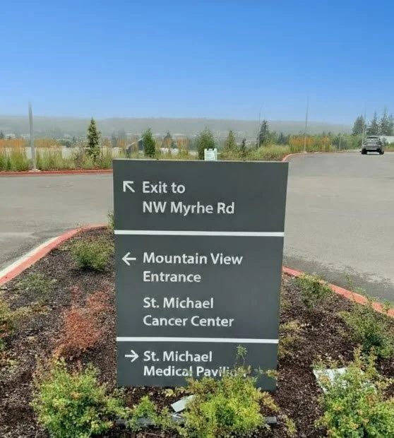 St. Michael directional sign and illuminated monument Silverdale WA