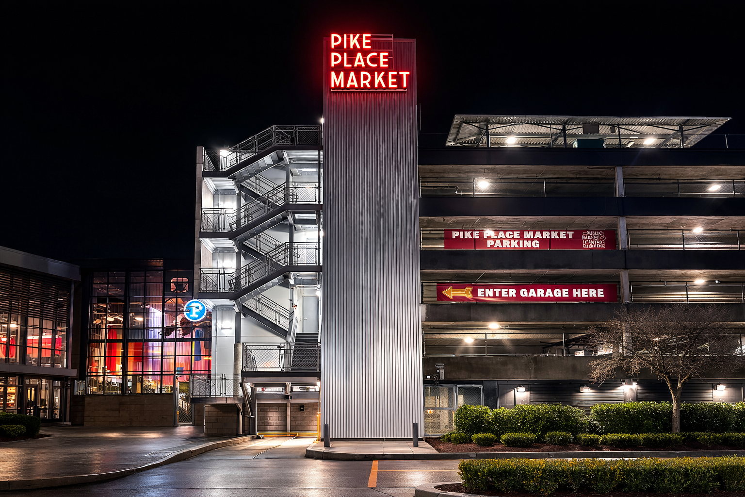 Pike Place Market rooftop sign installation completed by Plumb Signs in Seattle