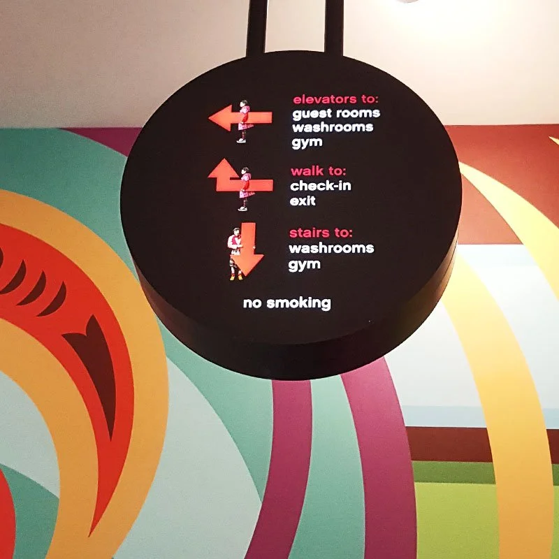 citizenM Seattle interior wayfinding signage