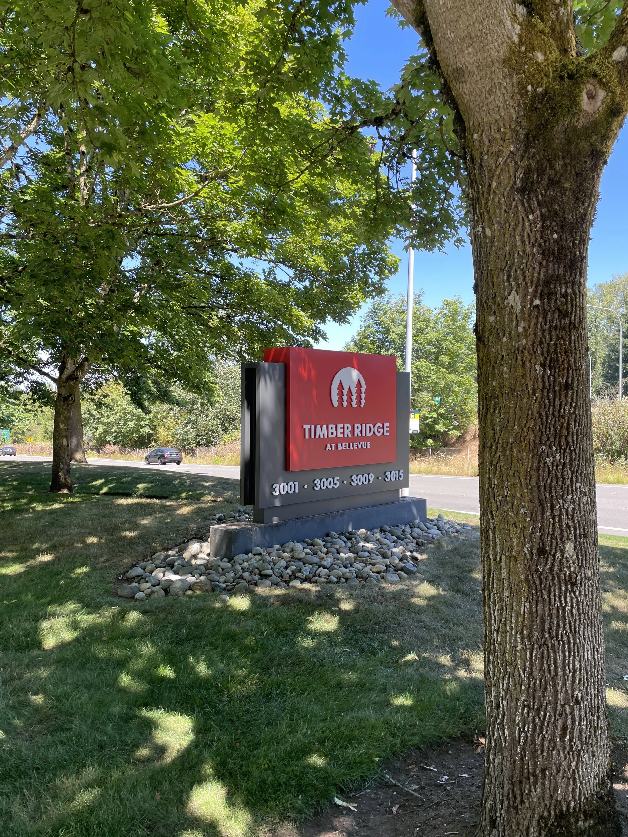 Completed monument signage Timber Ridge Bellevue