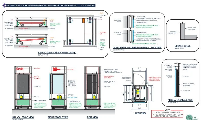 Plumb Signs engineering drawings for Seattle Convention Center signage