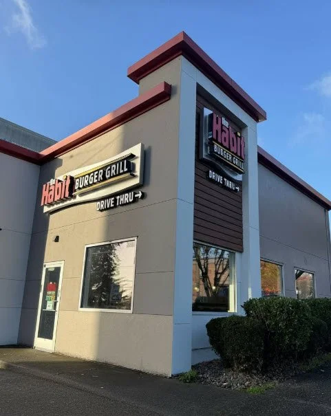 Habit Burger West Seattle channel letters corner angle