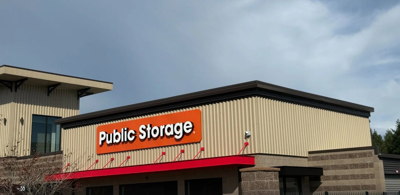 Public Storage Lacey WA illuminated channel letter signage by Plumb Signs