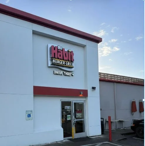 Habit Burger West Seattle entrance signage channel letters