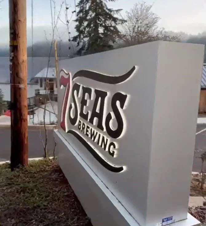 Side view illuminated monument Gig Harbor