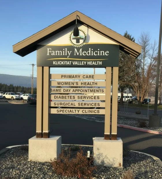 Klickitat Valley Health non illuminated sign face replacement