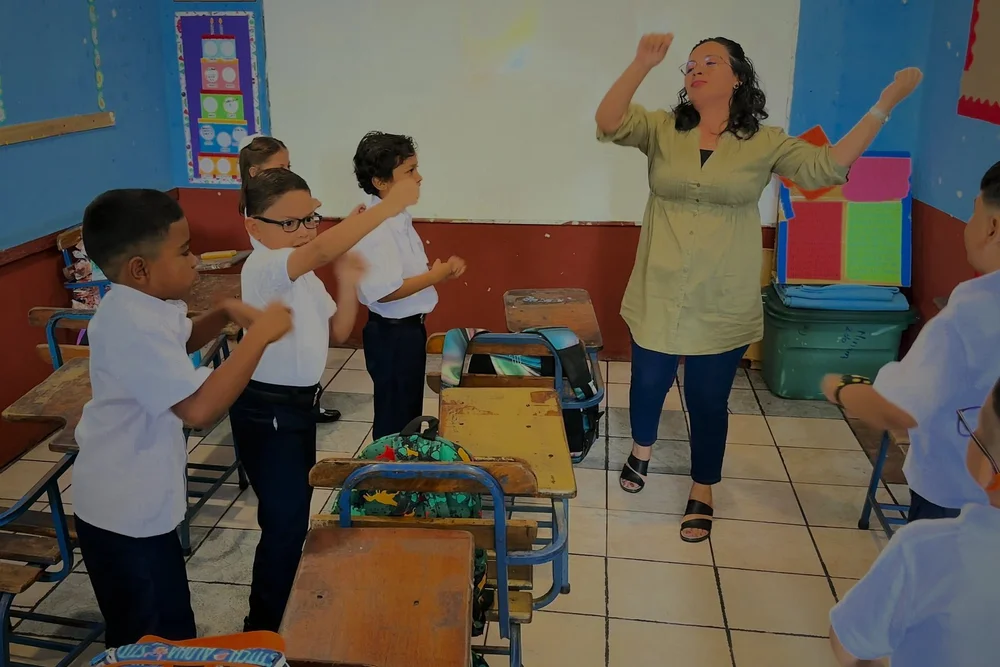 Children in class at the school