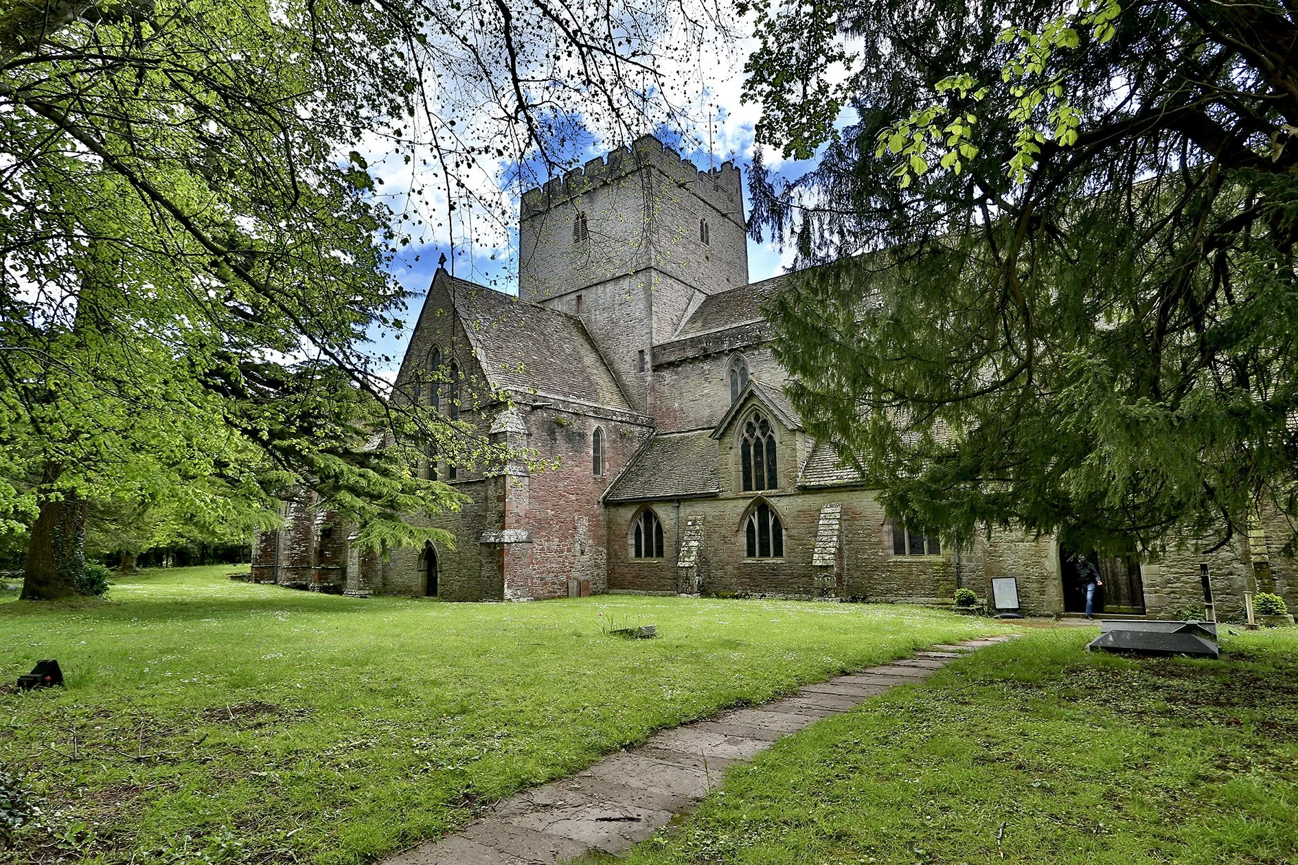 Brecon Cathedral interior showing the nave and altar