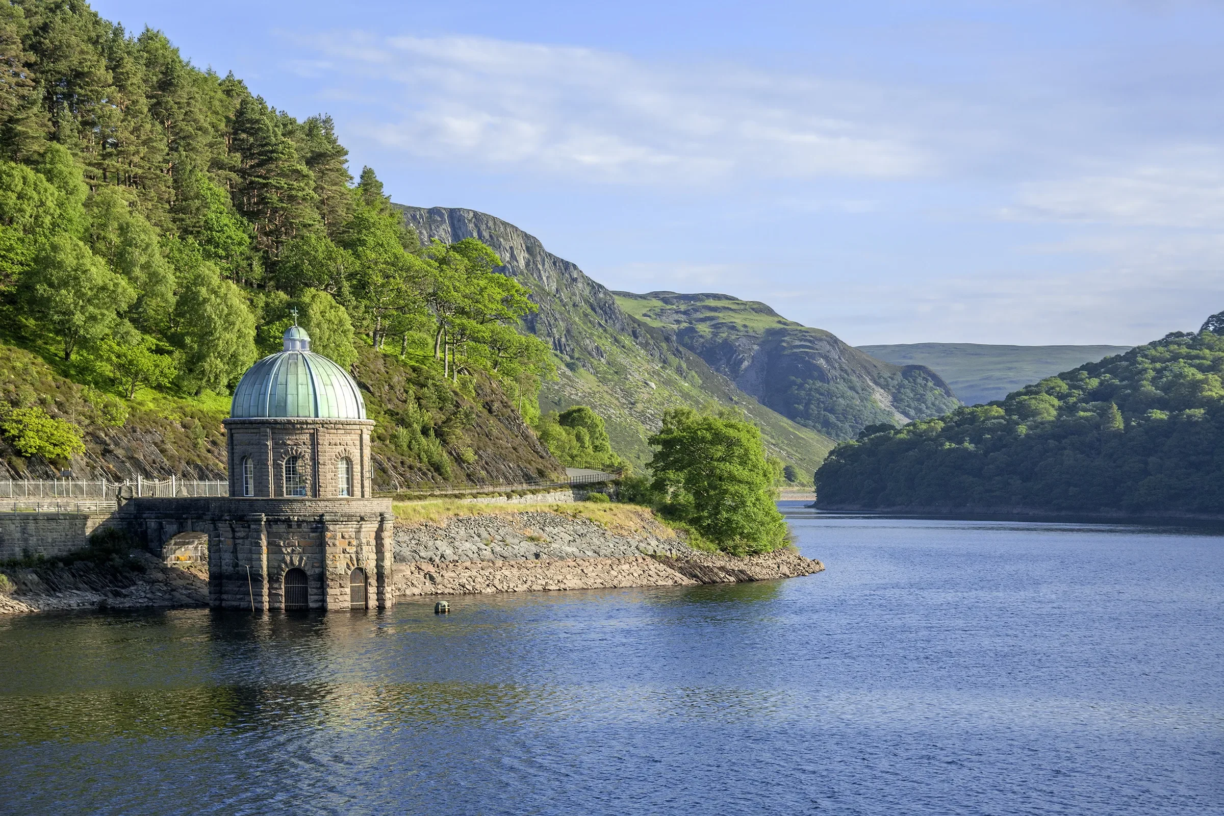 Elan Valley reservoirs in evening light