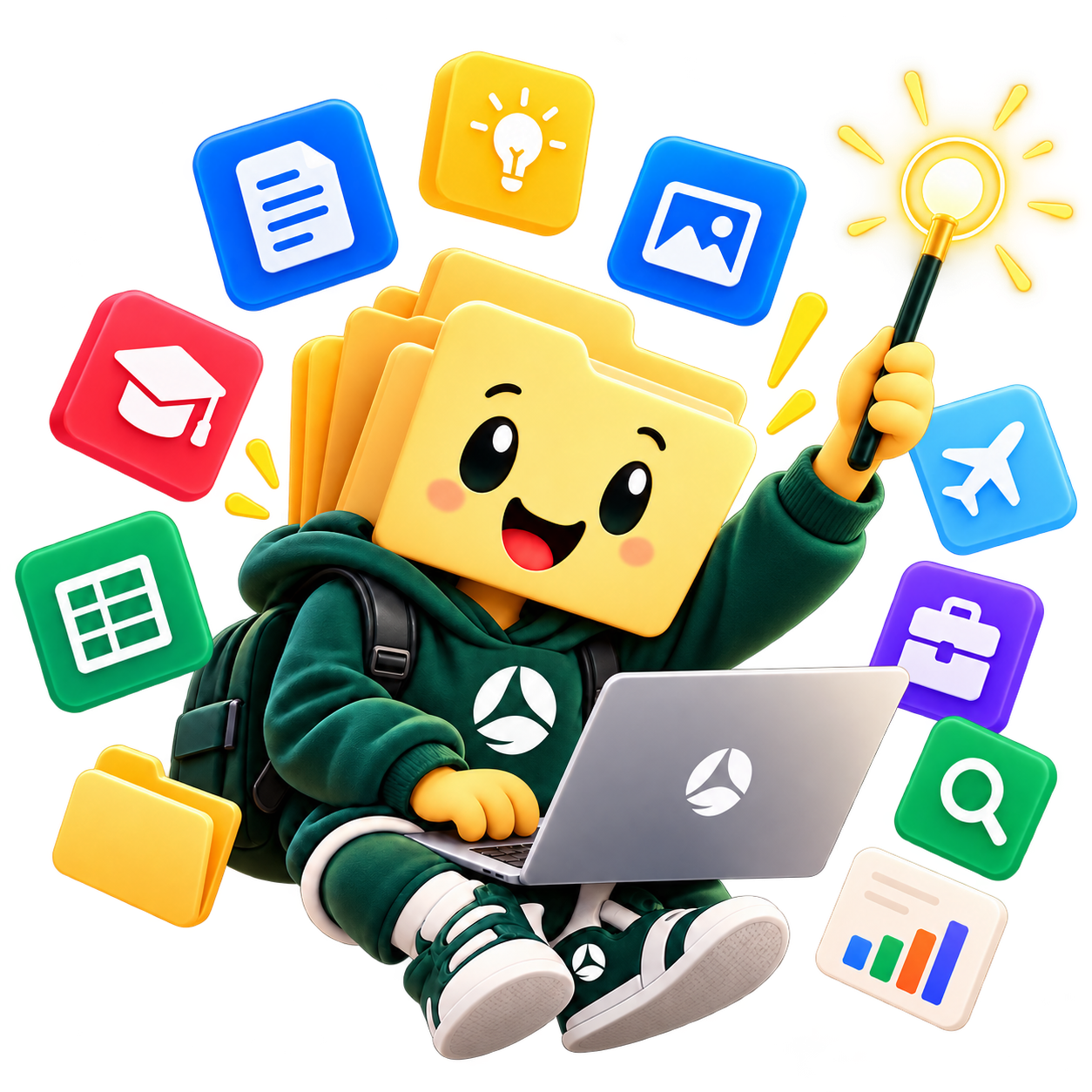 Treevah AI mascot creating a workspace