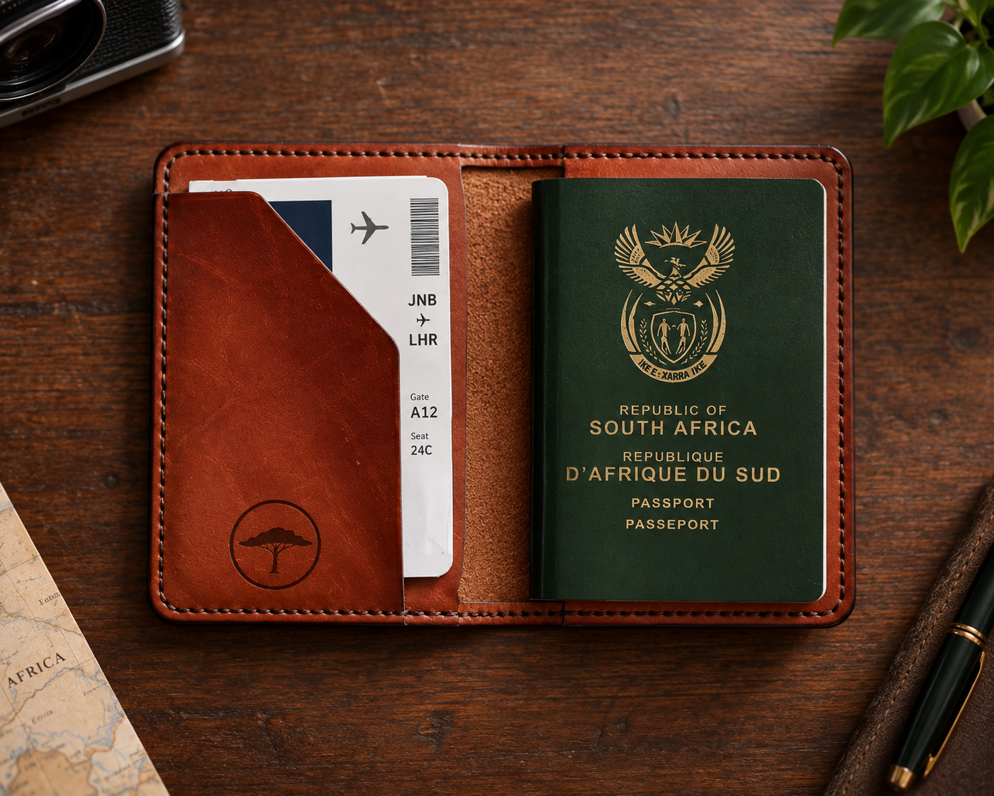 Branded leather passport and travel wallet, GECO corporate gifts