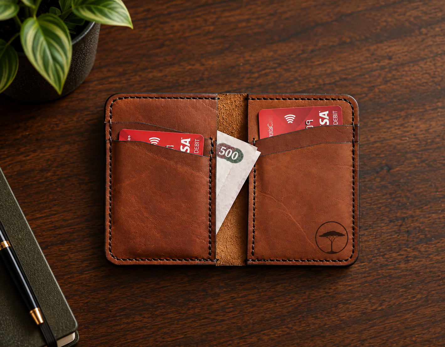 Branded leather bifold wallet, GECO corporate gifts