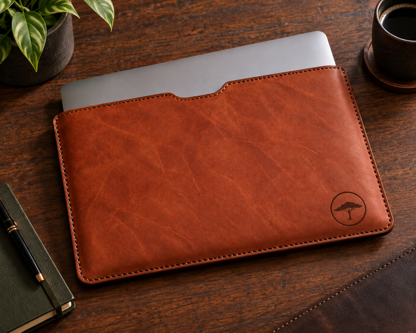 Branded leather laptop sleeve, GECO corporate gifts