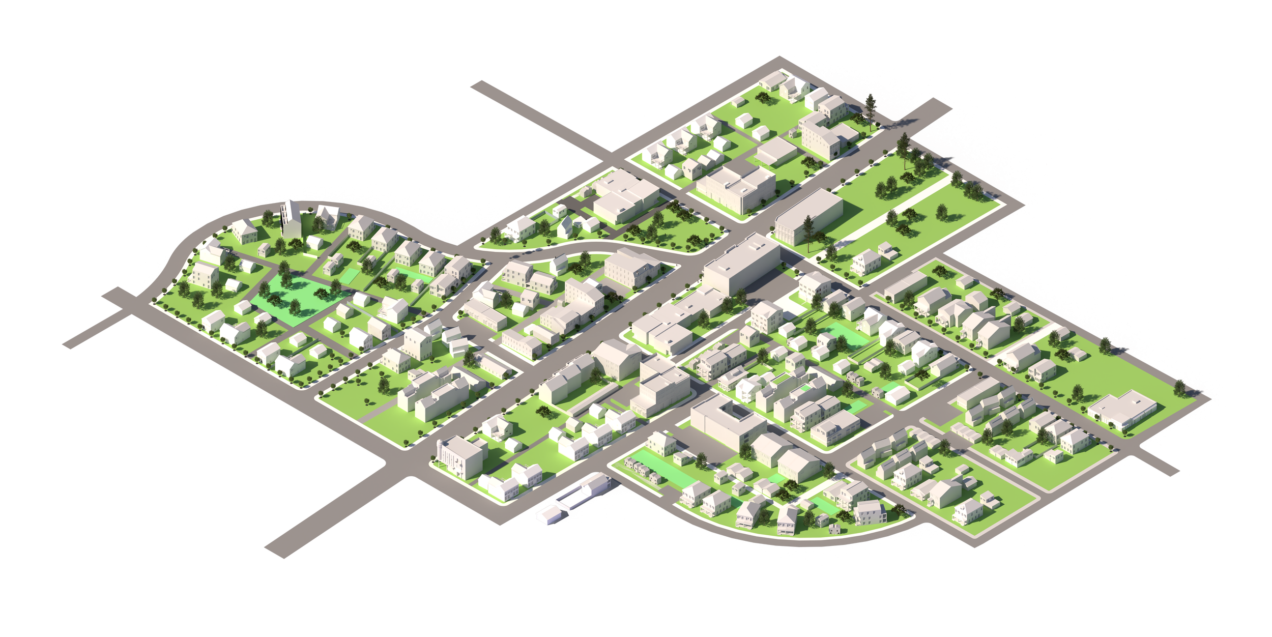 Drawing of an Indianapolis village center