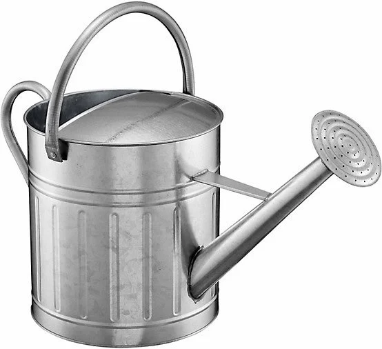 A metal watering can