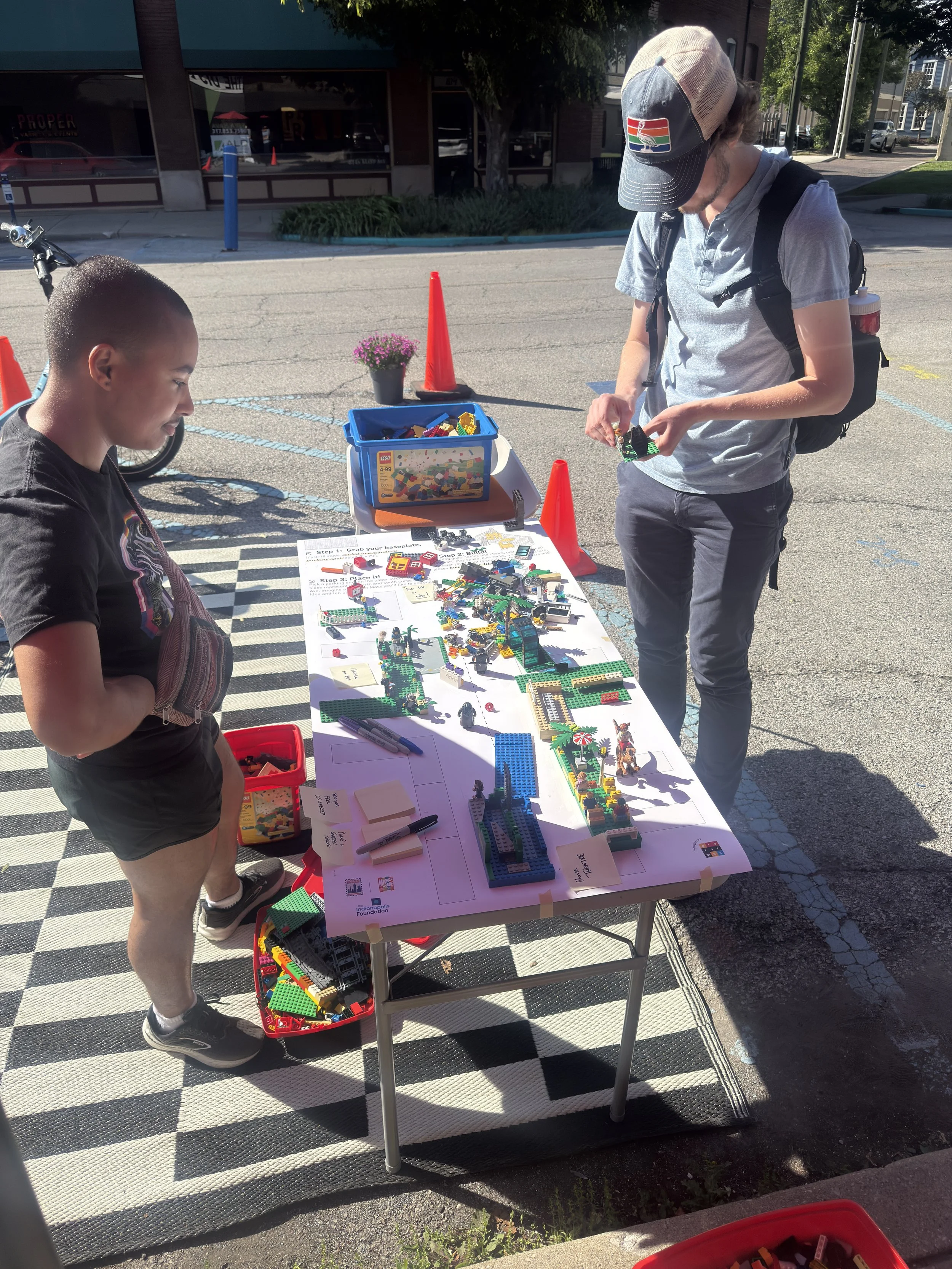 Pop-up parklet activation on the street