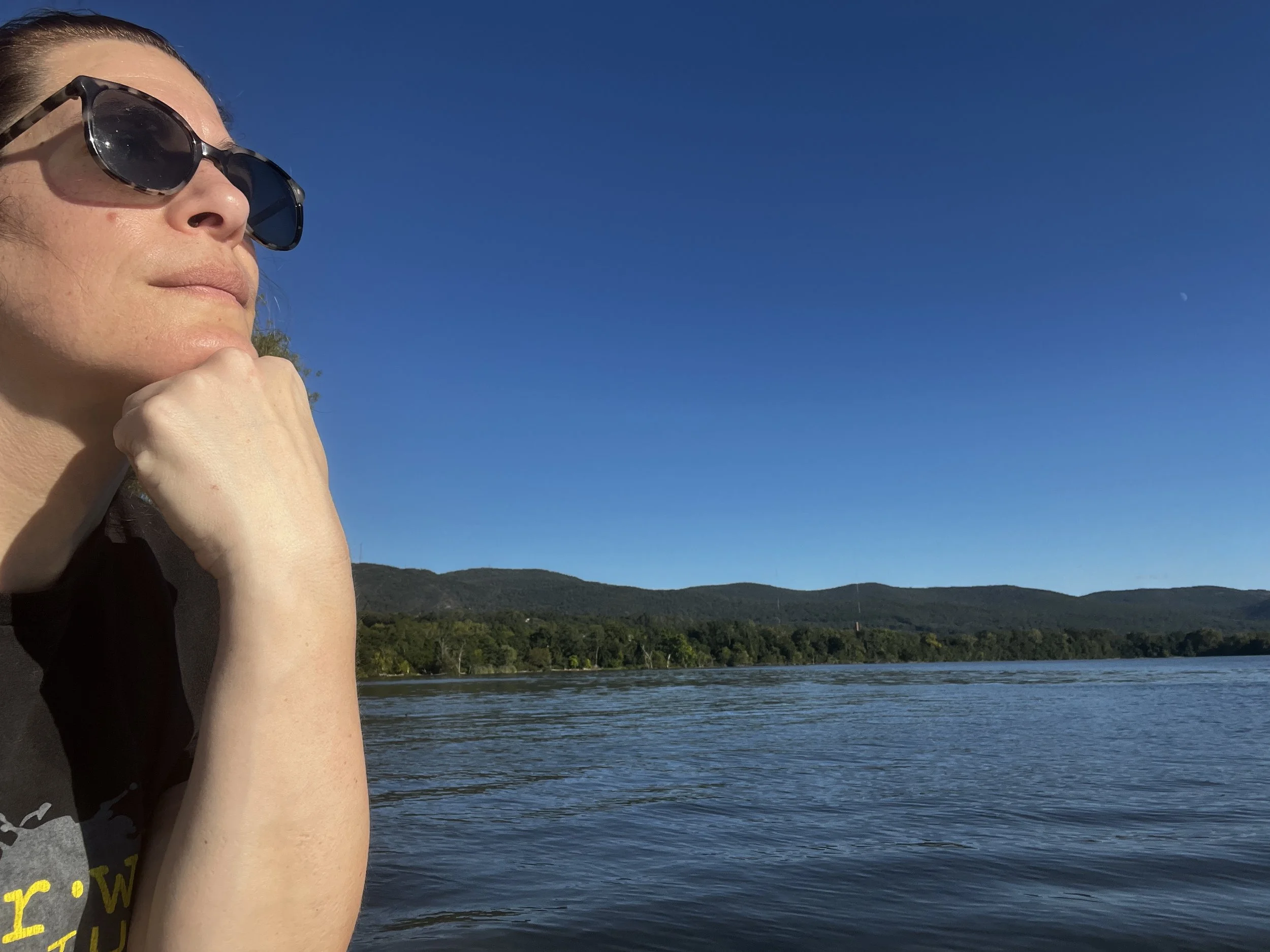 Stacey Burgay looking out at the Hudson River in Beacon NY