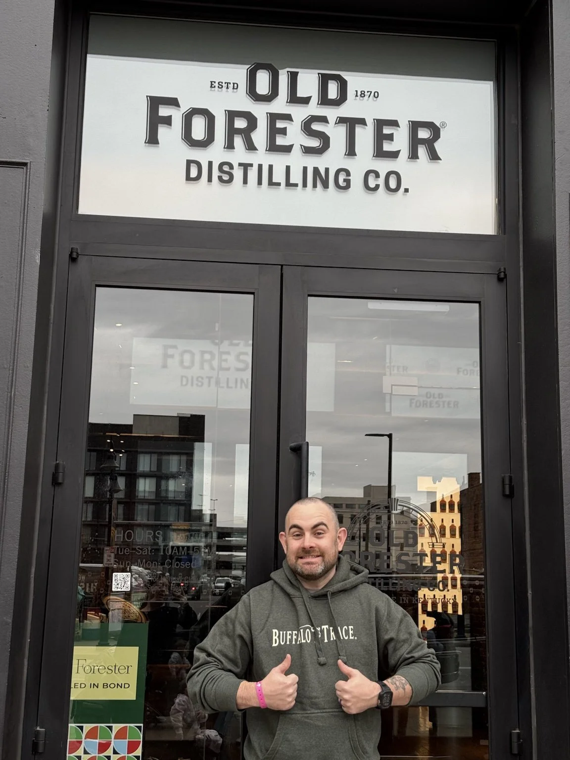 Seth at Old Forester Distilling Company during a Kentucky bourbon trip.