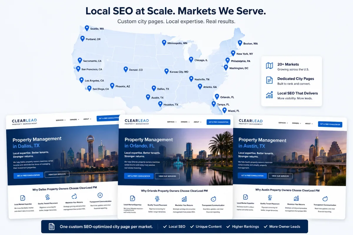 ClearLead Digital local SEO and localized content strategy for property managers