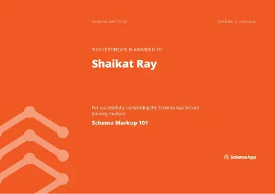 Shaikat Ray &mdash; Schema Markup 101 certificate