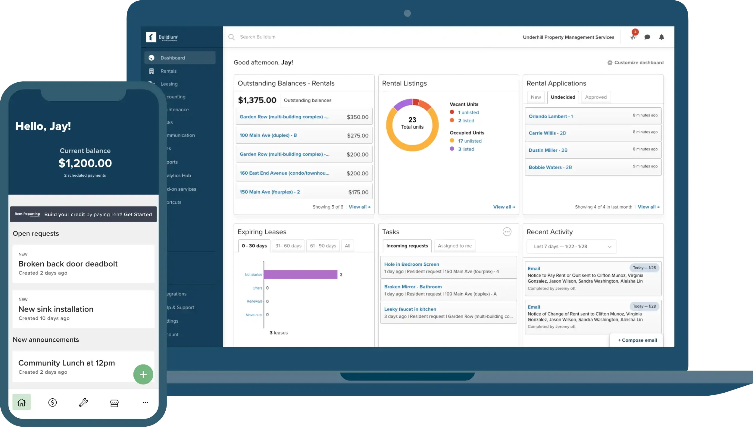 Buildium accounting interface screenshot
