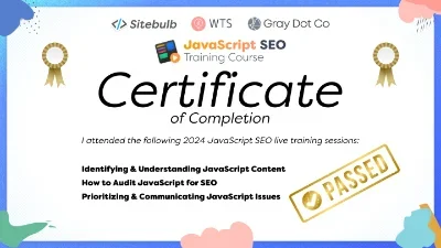 Shaikat Ray &mdash; JavaScript SEO Training Course certificate