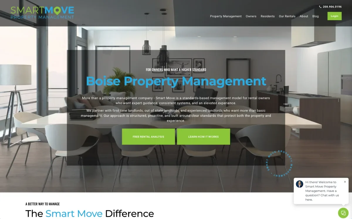 Smart Move Boise property management website homepage designed by ClearLead Digital
