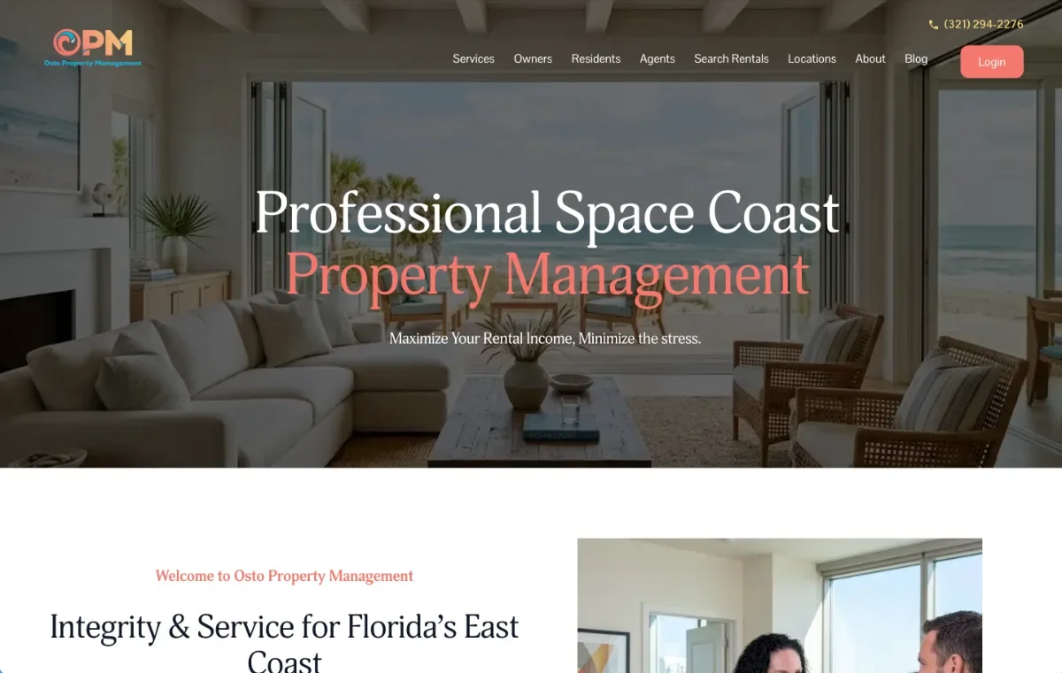 Osto property management website designed by ClearLead Digital