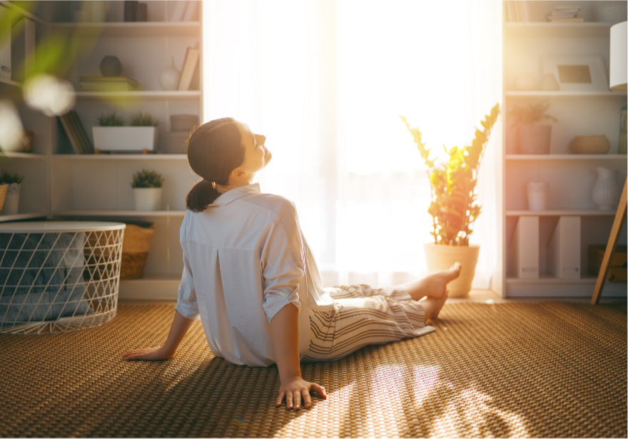 A woman enjoying a quiet, restorative moment