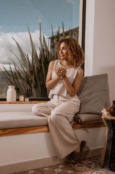 A calming botanical ritual with soft candlelight