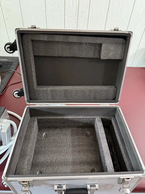 Foam-cut interior of the hard carry case