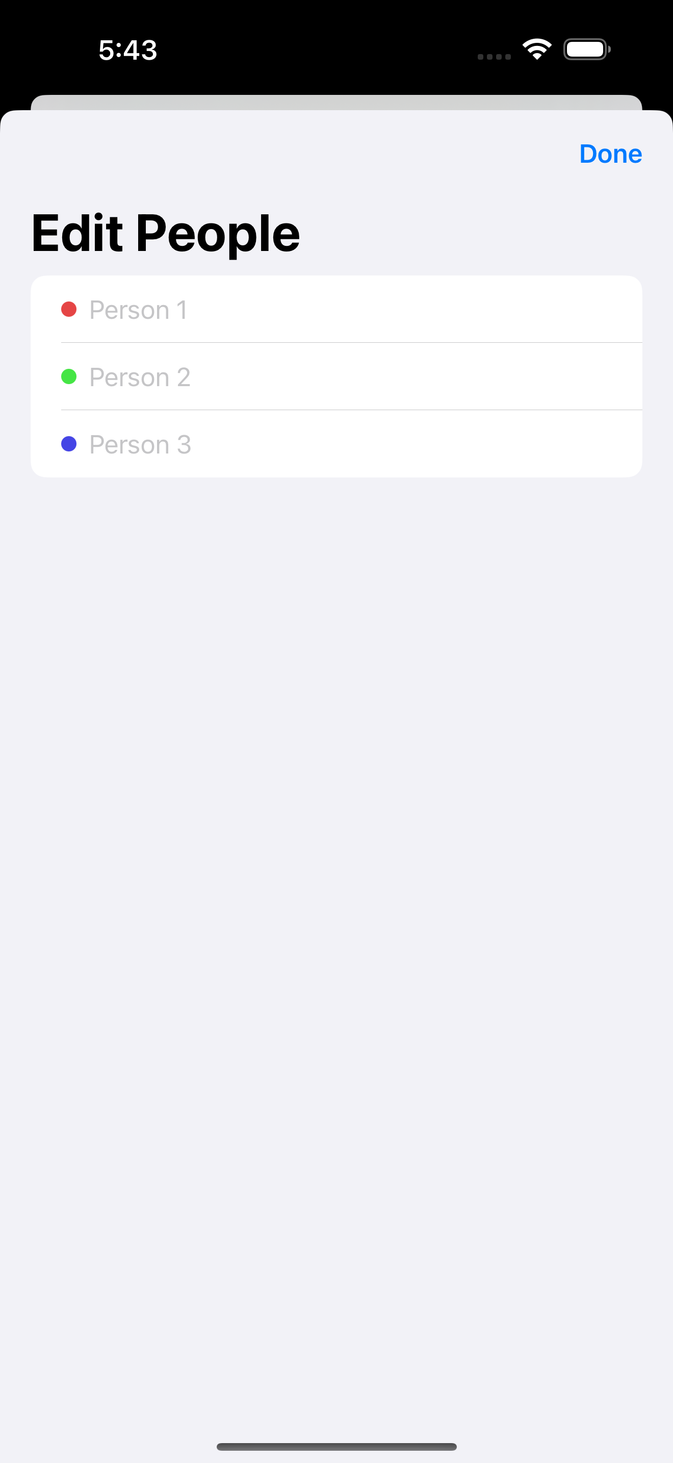 Screenshot showing the 'Person' button in blue text