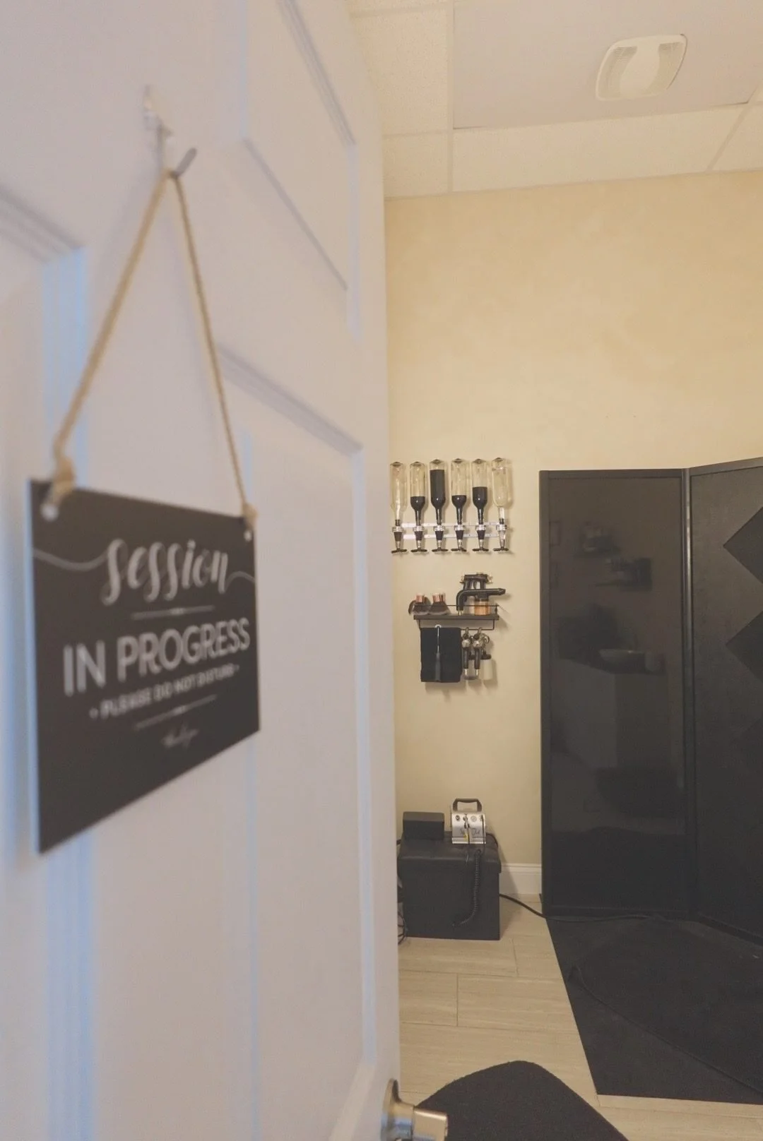 Inside The Glow Haven spray tan studio in Tradition, Port St. Lucie