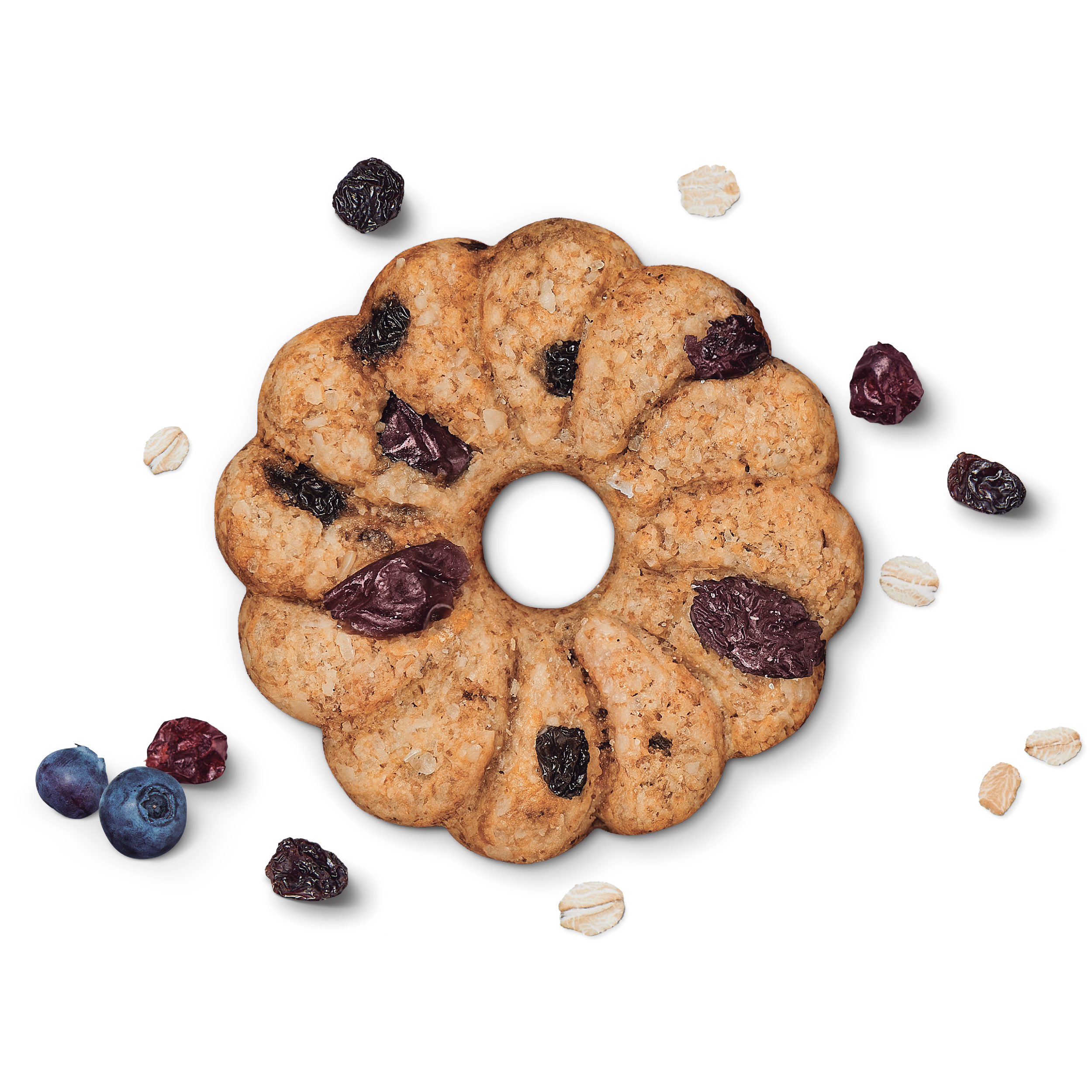 Galletitas de avena, pasas de uva y arándanos Emilio