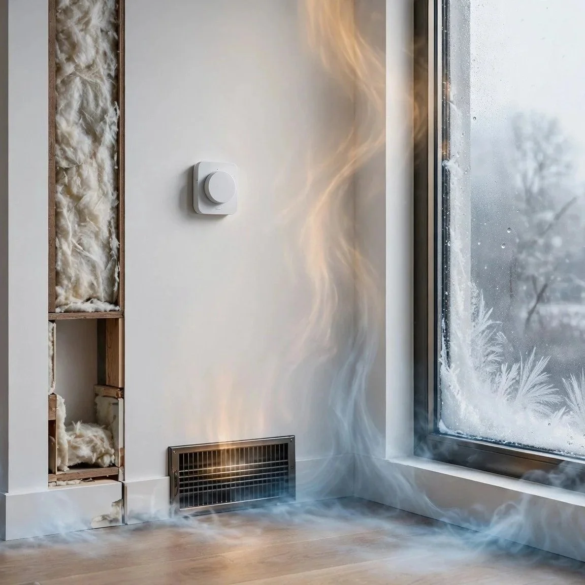 leaky home showing cold draft near ankles with heat on