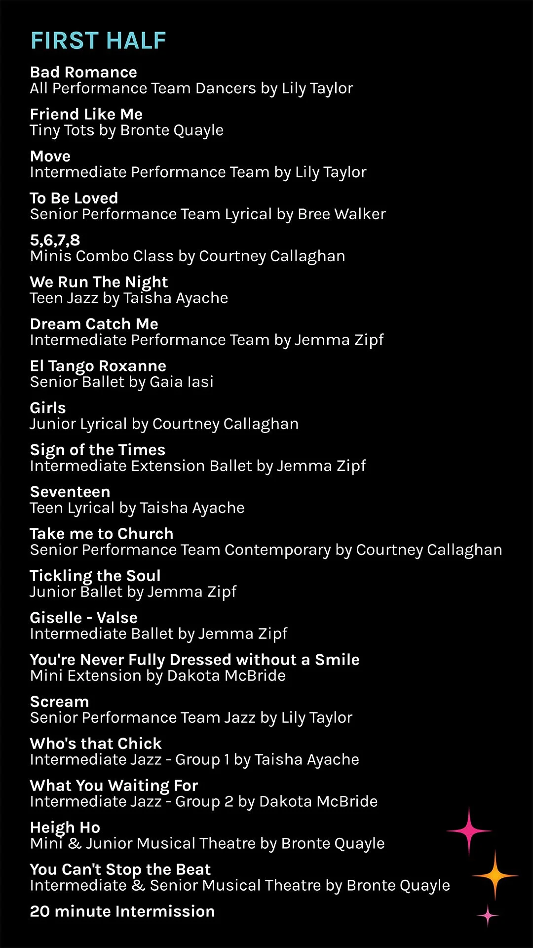First half program