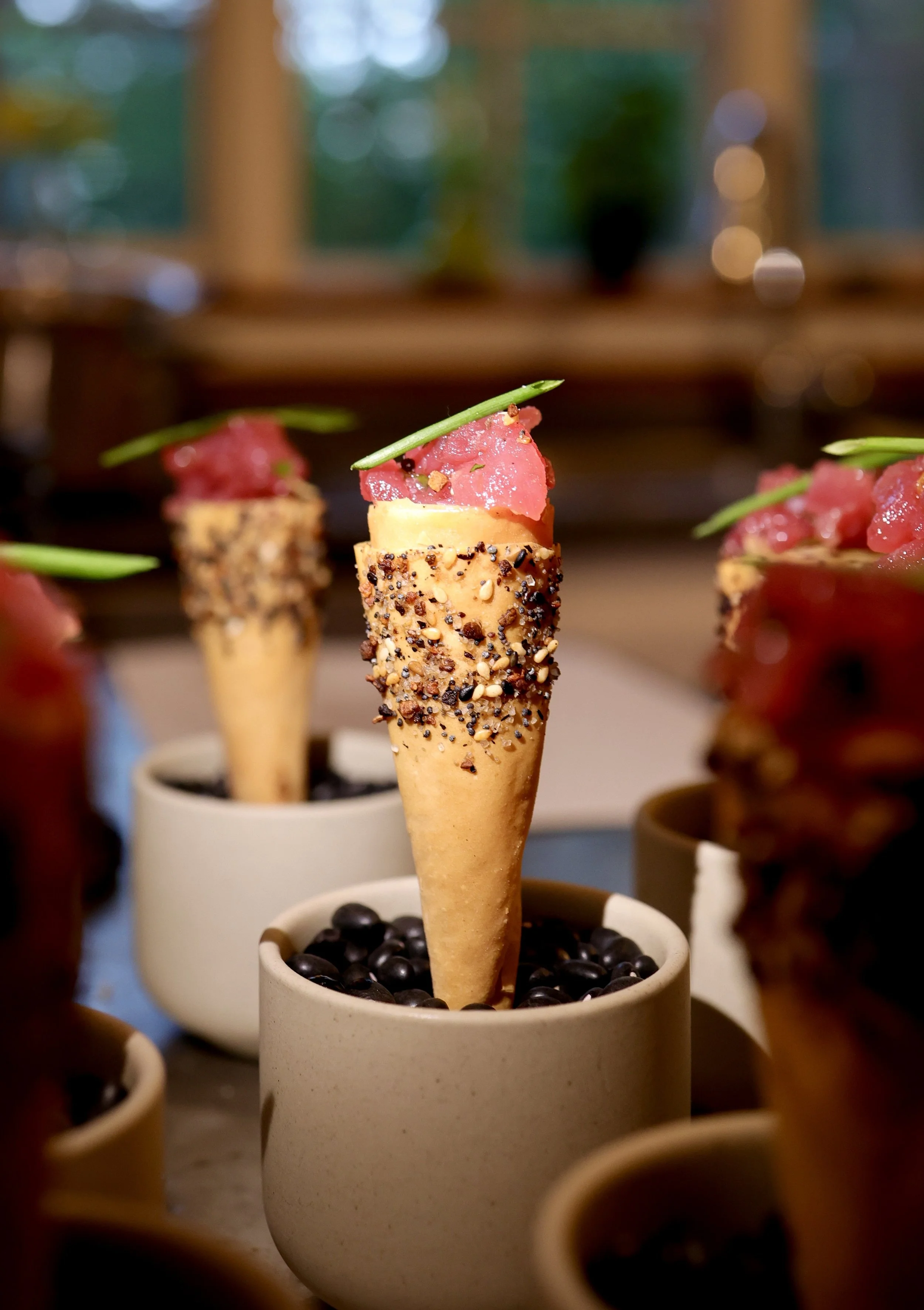 Tuna cornet amuse bouche