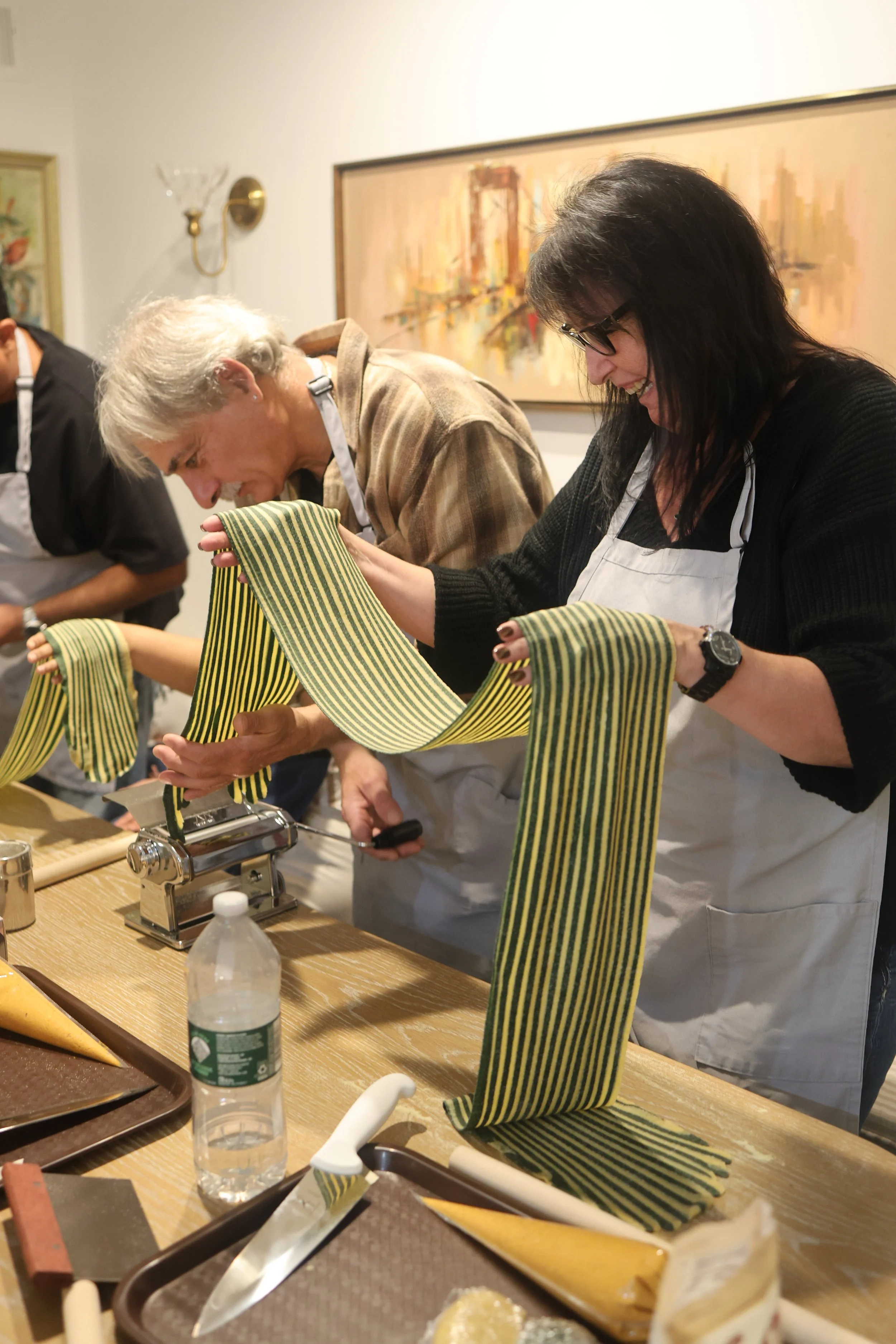 Fresh pasta plated for a date night class