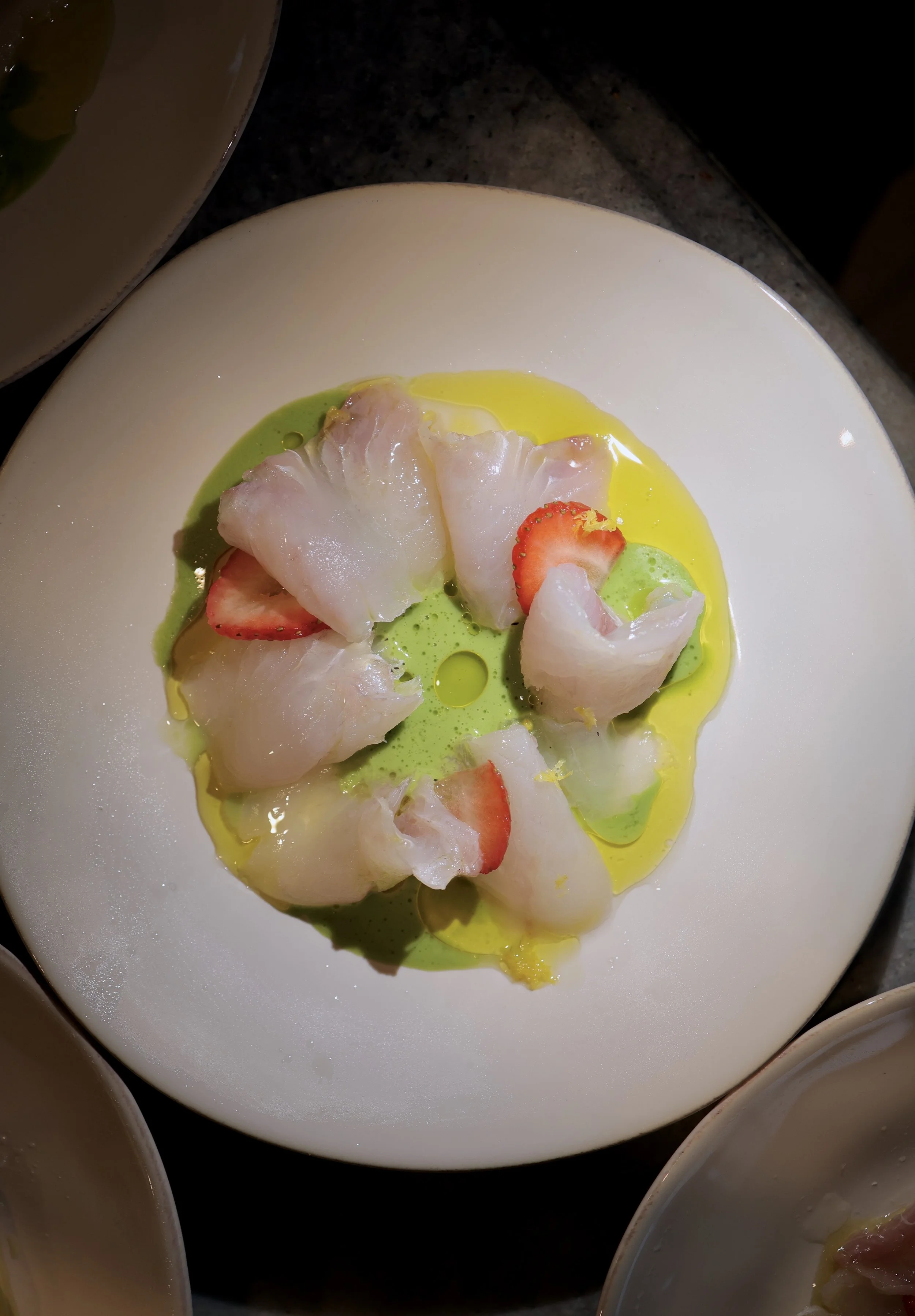 Montauk fluke crudo with local Hamptons ingredients